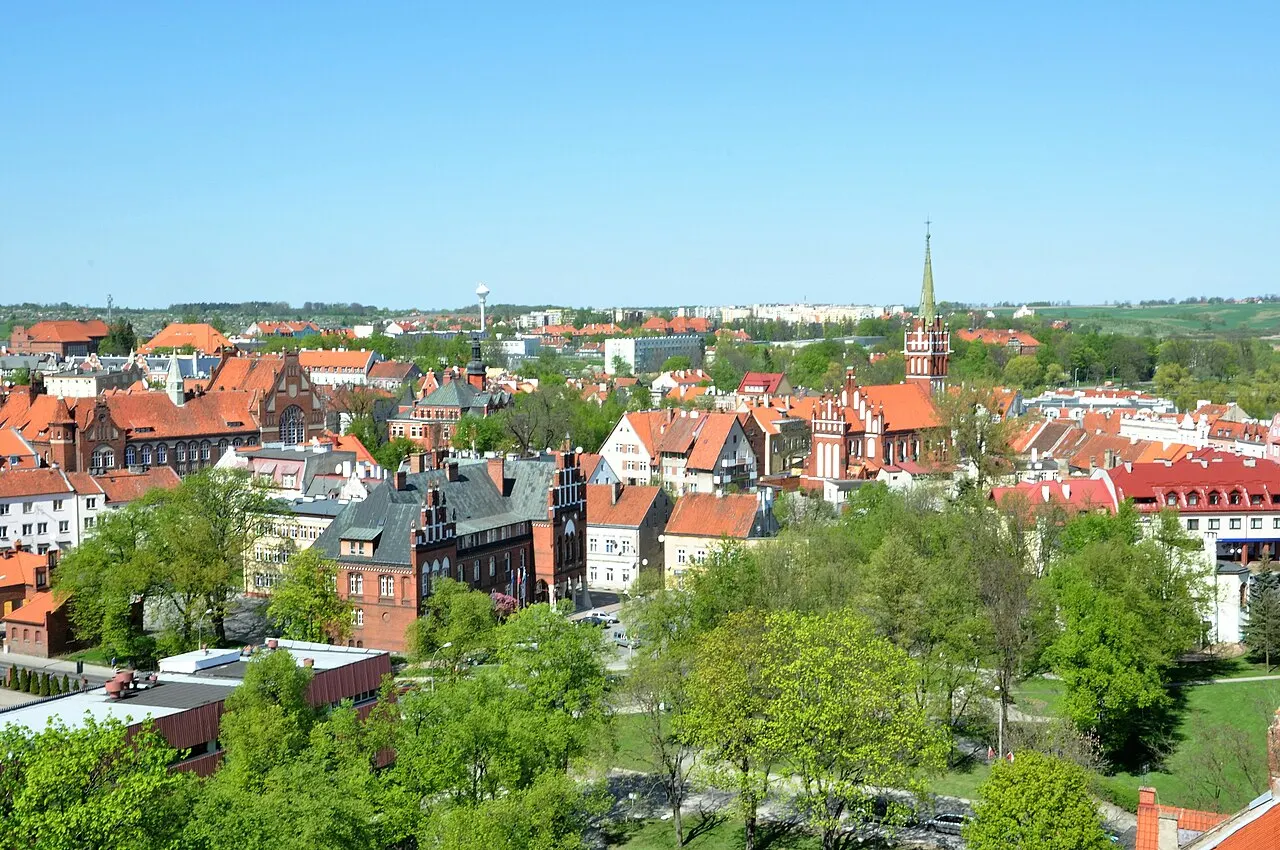 Kętrzyn, Stare Miasto - układ urbanistyczny z murami i obszarem 50 m, 1 poł. XIV; widok z wieży bazyliki św. Jerzego