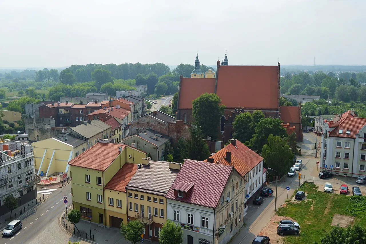 Widok na Stare Miasto w Kole z wieży ratusza miejskiego (kierunek południowo-wschodni)