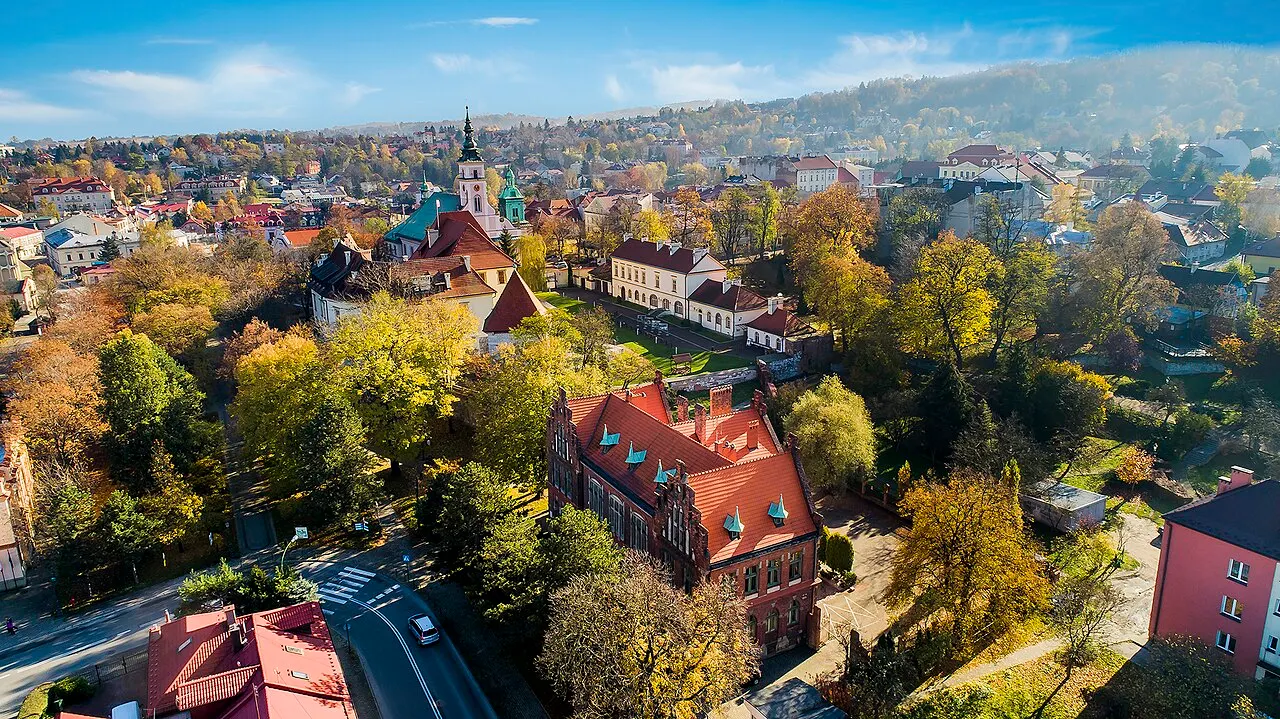 Wieliczka widok na Zamek Żupny, Sztygarówkę, Rynek Górny w Wieliczce