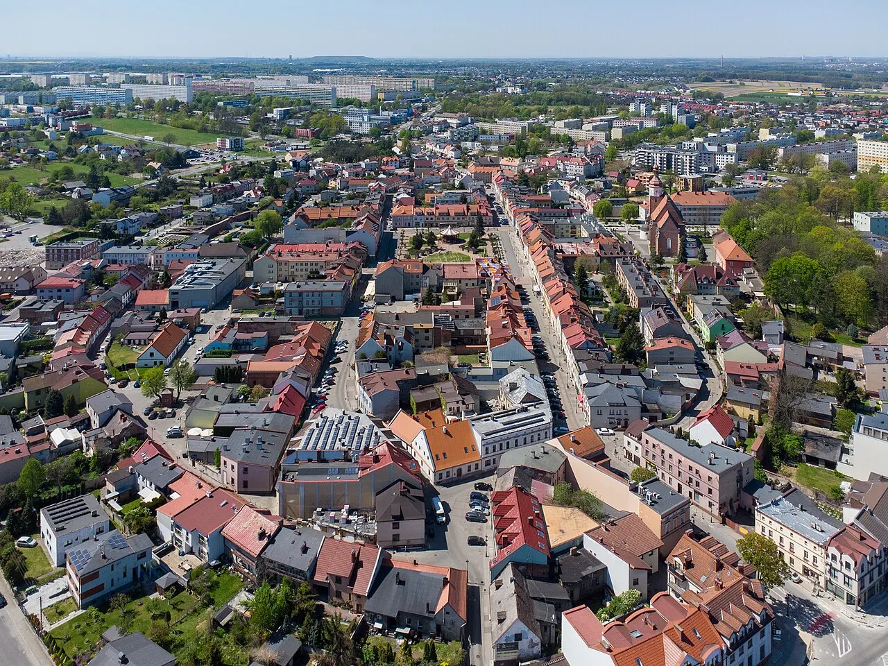 Żory Stare Miasto, Śródmieście, widok z drona